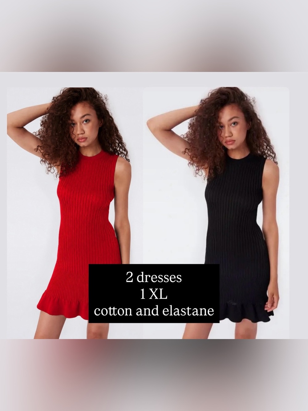 SHEIN Sleeveless Ribbed Mini Dress in Red and Black